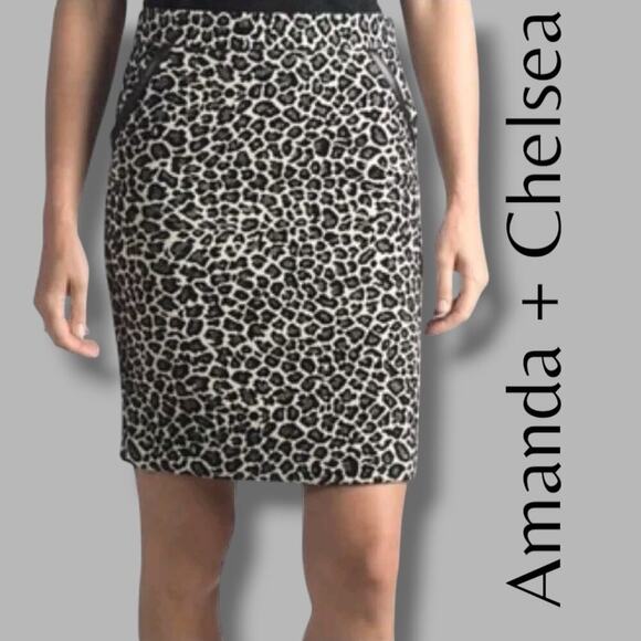 Amanda + Chelsea Women’s Cheetah Animal Print Skirt Viscose Blend Careerwear - Picture 8 of 9